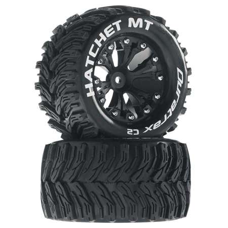 Hatchet MT 2.8 2WD Mounted Rear 1/10 Monster Truck C2 Tires Black 12mm (2)