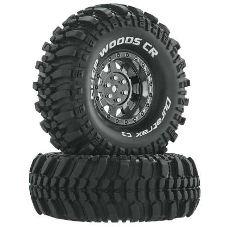 Deep Woods CR 1.9 Mounted F/R 1/10 Crawler C3 Tires Bk/Ch 12mm (2)