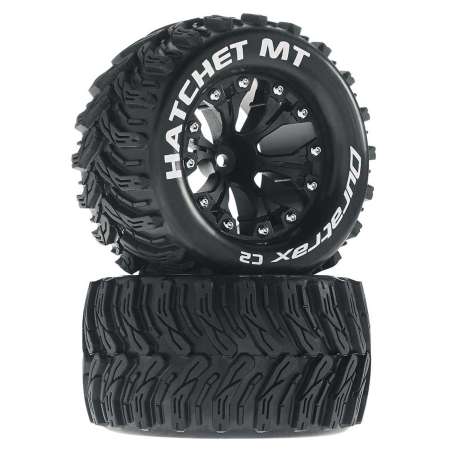 Hatchet MT 2.8 2WD Mounted F/R 1/10 Monster Truck C2 Tires Black 12mm (2) 1/2 Offset