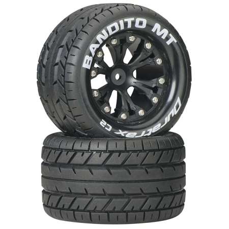 Bandito MT 2.8 2WD Mounted Rear 1/10 Monster Truck C2 Tires Black 12mm (2)