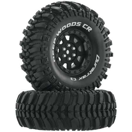 Deep Woods CR 1.9 Mounted F/R 1/10 Crawler C3 Tires Black 12mm (2)